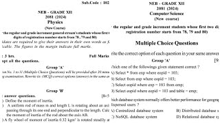 NEB  2081 PHYSICS COMPUTER SCIENCE MATH OPT MATH QUESTION PAPERS [upl. by Ahtnamas734]