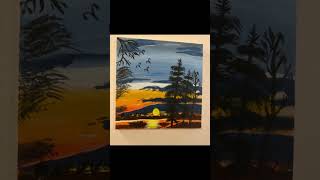 How to draw a sunset lake acrylic painting for beginners [upl. by Daney566]