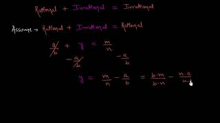 Proof sum of rational amp irrational is irrational Hindi [upl. by Notsua]