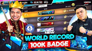 Free Fire India 🇮🇳 Buying 100k Badges World Record  RIP 2 MILLION DIAMONDS [upl. by Frager]