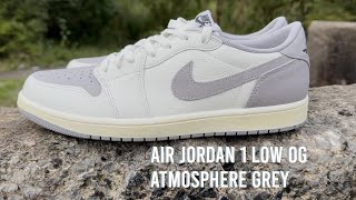 AIR JORDAN 1 LOW OG ATMOSPHERE GREY  REVIEW AND ON FOOT [upl. by Gwenn354]