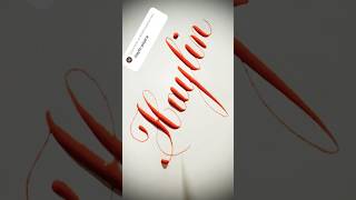 Copperplate calligraphy tutorial how I write your name haylin [upl. by Ahsirt]