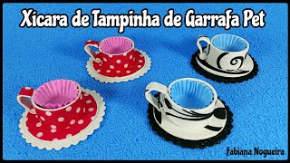 IDÃ‰IA com Tampinha de Garrafa Pet  Forminha de XÃ­cara â˜•ðŸ’• [upl. by Nasaj]