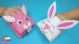 How to Make a Paper Bunny Hand Puppet  Easter Craft for Kids [upl. by Ynaffyt132]