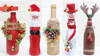 11 Christmas bottle decoration ideas  Home decorating ideas easy [upl. by Doowyah813]