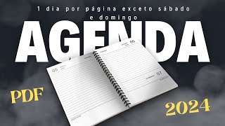 Agenda PDF 2024 para Imprimir  Diária Exceto Sábado e Domingo [upl. by Atteniuq]