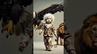 Child baby with eagle 🦅 and lion in fashion show 🦅🦅🦅🦅🦁🦁🦁 [upl. by Eissehc126]