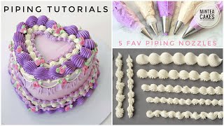 Vintage Cake Piping Techniques amp Tutorial 5 MustHave Nozzles for Beginners [upl. by Osnofledi195]