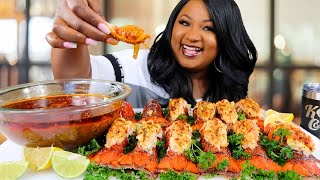 LOBSTER TAILS MUKBANG  SEAFOOD BOIL MUKBANG [upl. by Ahsil]