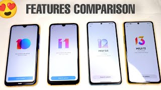 😳 MIUI MEGA FEATURES COMPARISON  MIUI 10 VS MIUI 11 VS MIUI 12 VS MIUI 13 [upl. by Assirak]