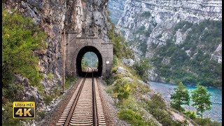 4K CABVIEW Capljina  Sarajevo  99 tunnels and 65 bridges  The Neretva River Canyon [upl. by Salokkin]