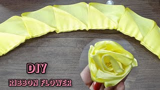 DIY  Ribbon flower  satin rose  satin ribbon flower tutorial  amazing rose [upl. by Swann]