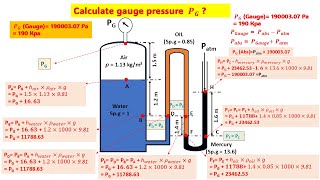 calculating pressures using a multifluid manometer [upl. by Gnak100]