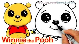 How to Draw Disney Winnie the Pooh Bear Cute and Easy [upl. by Preiser]