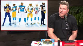 Pat McAfee Reacts To Chargers New Uniforms [upl. by Adlev795]