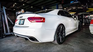 Audi RS5 AWE Exhaust Sound Aggressive REVS Acceleration Downshifts  Tune [upl. by Zaragoza]