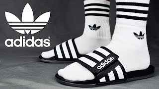 Adidas Comfort Slides  Crew Socks REVIEW  On Feet [upl. by Thun]