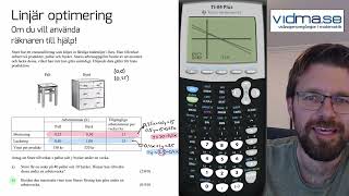 Matematik 3b Linjär optimering HUR DU GÖR MED RÄKNAREN OM DU INTE FÅR HA DATOR [upl. by Dnalor]