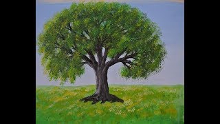 Simple tree acrylic painting for beginners [upl. by Juni639]