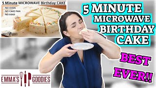 5 MINUTE MICROWAVE BIRTHDAY CAKE  Testing Emmas Goodies Recipe [upl. by Haimes]