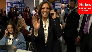 BREAKING NEWS Vice President Kamala Harris Joins Electon Day Phone Bank At DNC HQ In DC [upl. by Eiramoj]