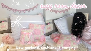 easy crochet room decor cushions bow garland amp bedside hanging coquettethemed tutorials [upl. by Ainnek]