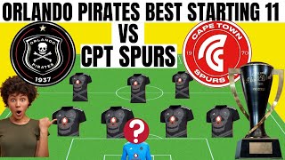 ORLANDO PIRATES BEST STARTING IX VS CAPE TOWN SPURS CARLING KNOCKOUT CUP [upl. by Snell]