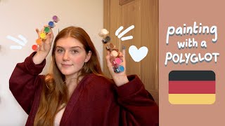 DE Paint with me in German 🇩🇪🖤❤️ Painting with a Polyglot 2 [upl. by Naenaj180]