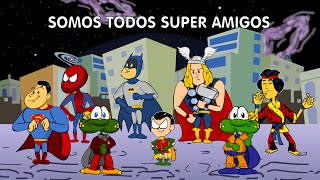 Somos Todos Super Amigos  clipe animado com Batman e Robin Homem Aranha Superman Thor King Fu [upl. by Irehj972]