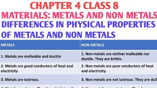 Difference between physical properties of metals and nonmetals  Difference in metals and non metals [upl. by Whitney321]