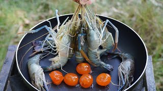 Fried Prawn Recipe  Salted Egg Yolk Prawns  Crispy Prawn Cooking in Village [upl. by Ecikram]