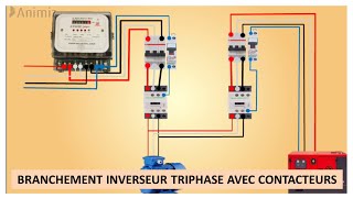 BRANCHEMENT INVERSEUR TRIPHASE AVEC CONTACTEURS [upl. by Tehr]