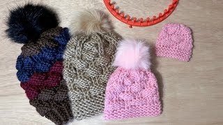 How to LOOM Knit a Hat The Textured Ribbon Stitch aka The Brickwall [upl. by Colvert116]