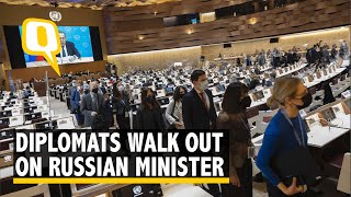 Ukraine Crisis  Over 100 Diplomats Walk Out On Russian Foreign Ministers Speech at UN Session [upl. by Ujawernalo]