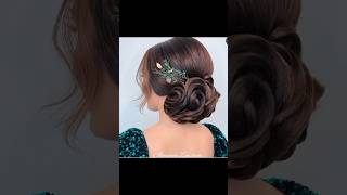 Beautiful hairstyles mini tutorialmagic of hairnetrose hair bun viralvideo short hairstyle [upl. by Binah]