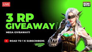 🔴3 RP Giveaways Subscribe Now  Road to 1K Subs 5881000  Mega Giveaway  BGMI bgmi livestream [upl. by Yzeerb]