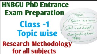 HNBGU PhD exam Preparation Research methodology Class1 for all subjectsPhD entrance preparation [upl. by Byler]