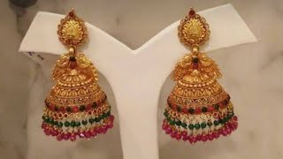 Latest Gold Pearl drop Jhumka earrings design semi precious stones adorned 2024 shorts shorts [upl. by Ailahk582]