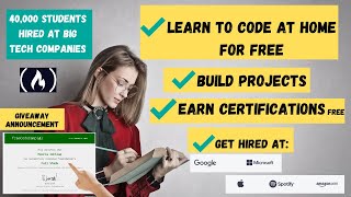 Learn To Code At Home For Free At freecodecamp  Earn Free Certifications amp Get Job At Google [upl. by Dalury278]