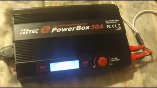 Hitec ePowerBox 30amp Power Supply mini review overview running two X1 mf 80watt chargers [upl. by Ellatsyrc]