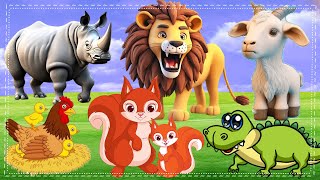 Cute Little Wild Animals Sound Ostrich Bull Camel Hippopotamus Goose amp Dog [upl. by Eelahs]