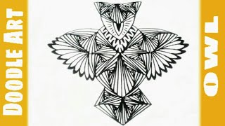 ILUSI GAMBAR  DOODLE ART  ZENTANGLE  OWL [upl. by Evangelina]