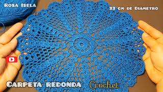 Carpeta redondaPétalos En Crochet RosaIsela CarpetasRosa [upl. by Renaxela]