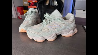 Whitaker Group New Balance 9060 Missing Pieces Silver Moss Green On Feet Review [upl. by Naujud]