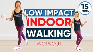 Low impact indoor walking workout 15 minute ONE MILE CHALLENGE [upl. by Erdnua]