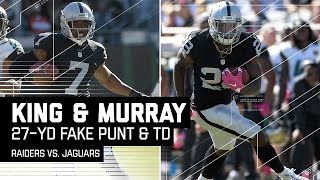 Punter Marquette King Converts Fake Punt on 4th amp 24 to Set Up Murray TD  Raiders vs Jags  NFL [upl. by Tildi]