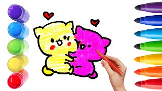 How To Draw cute cat amp kitty Drawing Painting amp Coloring For Kids and Toddlers Child Art 🌈🎨 [upl. by Elise977]