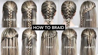 10 Basic Braids For Beginners  Easy DIY Tutorial [upl. by Ynnavoj]