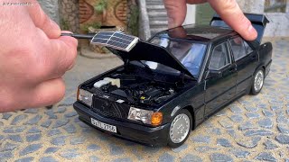 118 MercedesBenz W201 190E 2316 84 black metallic  Norev Unboxing [upl. by Miyasawa]