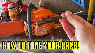 How To Adjust  Tune a Chainsaw Carburetor  Husqvarna Stihl BEST Way [upl. by Cowie834]